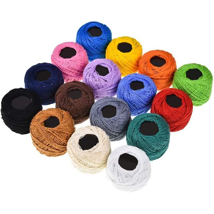 16 Roll Embroidery Thread Set - Assorted Colors Cotton Floss for Cross Stitch and Craft Projects, Ideal for Home Gift Making and Diy Embroidery