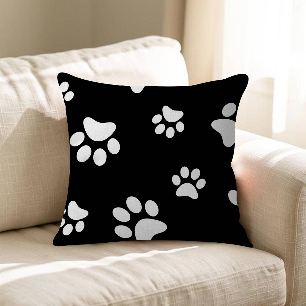 Fashion Black Cat Paw Prints Office Cushion Pillowcase Car Cushion Cover45X45CM Lumbar Pillowcase Sofa Pillowcover