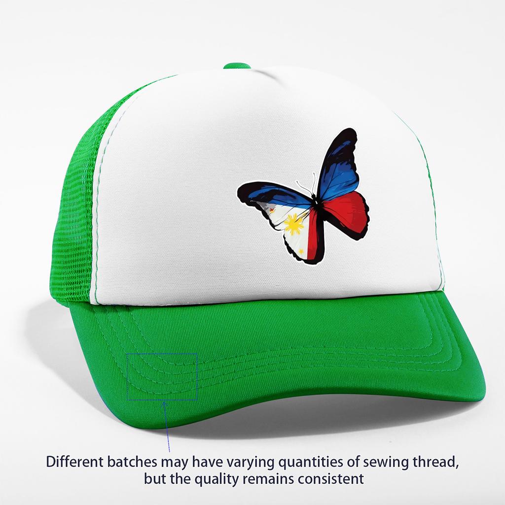 Philippine Flag Butterfly Trucker Hat Adjustable Mesh Back Baseball Cap Casual Summer Headwear