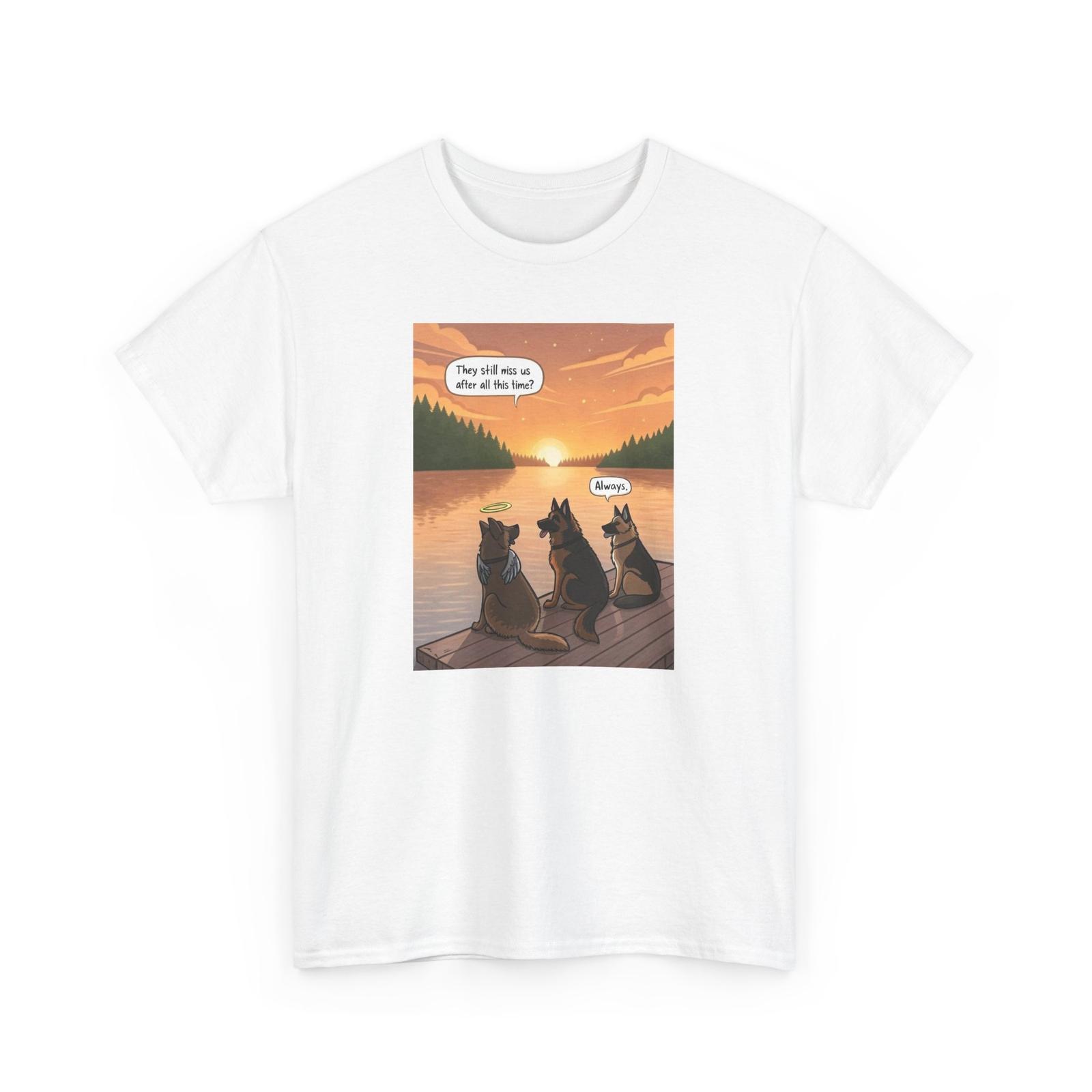 

Футболка Унисекс с Коротким Рукавом Sunset Dogs, Три Собаки Вспоминают, Скучают по Хозяевам, Плотный Хлопок XL