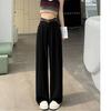Petite Yamamoto Wide-Leg Pants for Women, High-Waisted Cotton Linen, Drapey Slimming Style, Perfect for Spring/Autumn, Suited for 145cm Height.