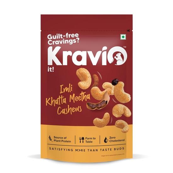 Kravio Premium Imli Khatta Meetha Roasted Cashew Nuts 200g | Natural Jumbo Size Whole Kaju Nuts  | Roasted Crunchy Delicious Healthy Snacks