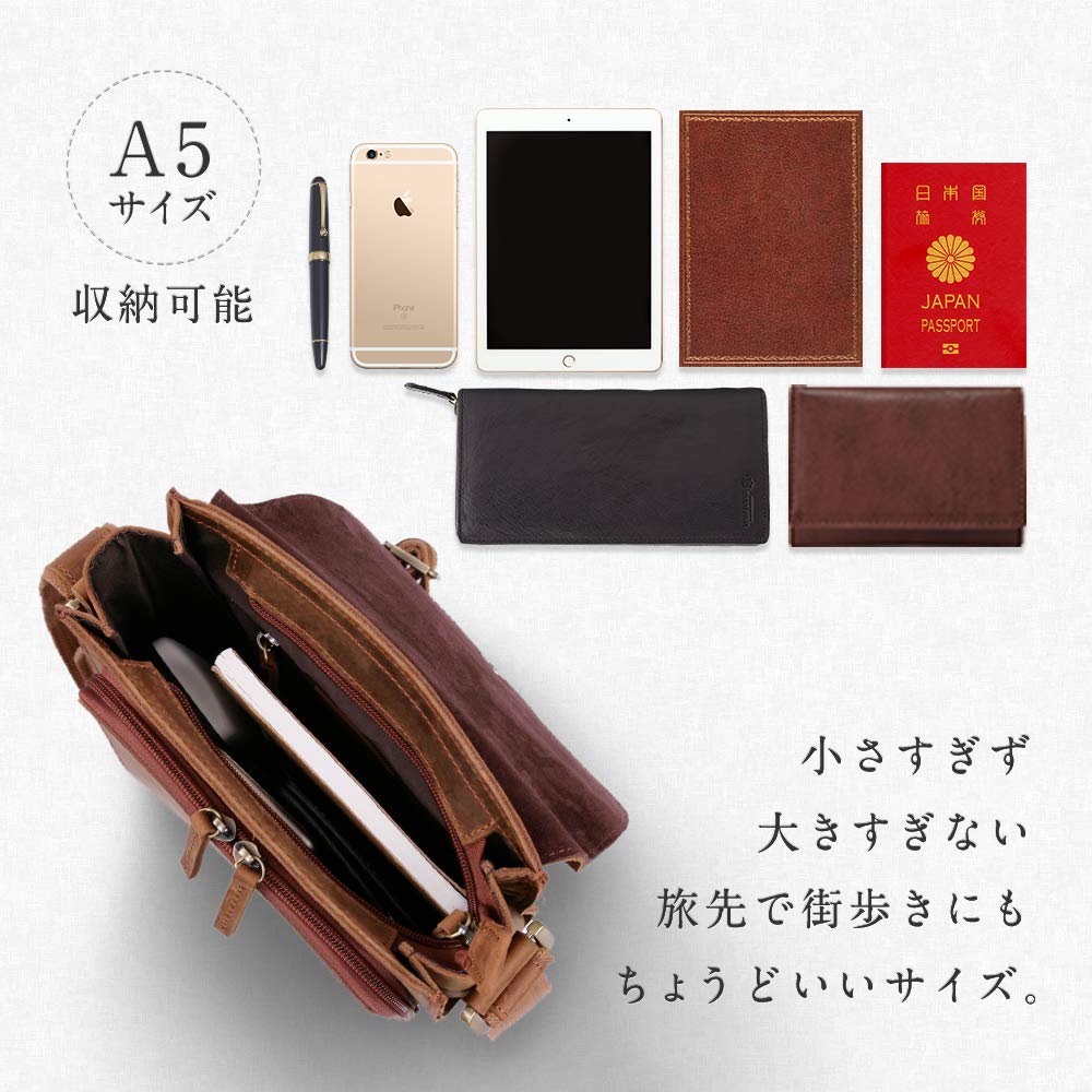 NICE SELECTION Genuine Leather Shoulder Crossbody Messenger for and More Men's Bag, Bag, Bag, Commuting, School, (Regular, Brown)