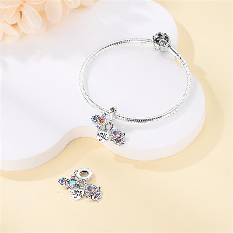 New 925 Silver Color Family Brothers and Sisters Charms Beads Fit Qikaola 925 Bracelets Fine DIY Birthday Jewelry