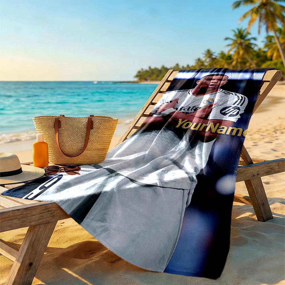Mbappe Personalized Text Beach Towel Soft Durable Quick-Dry Suitable for Sports Travel Swimming Yoga Bathroom Beach And Pool