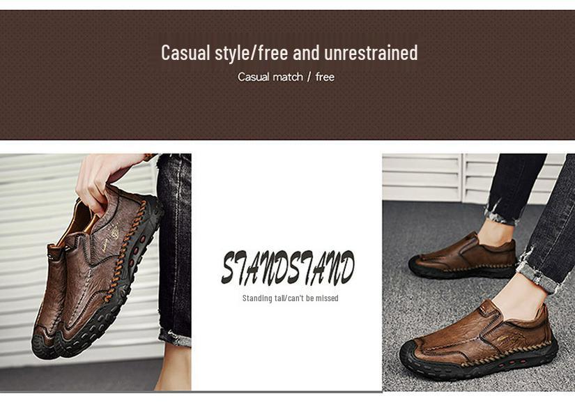 Plus Size Men's Ultra-fiber Hand-stitched Casual Shoes: Trendy Low-top Style (Sizes 45-48)
