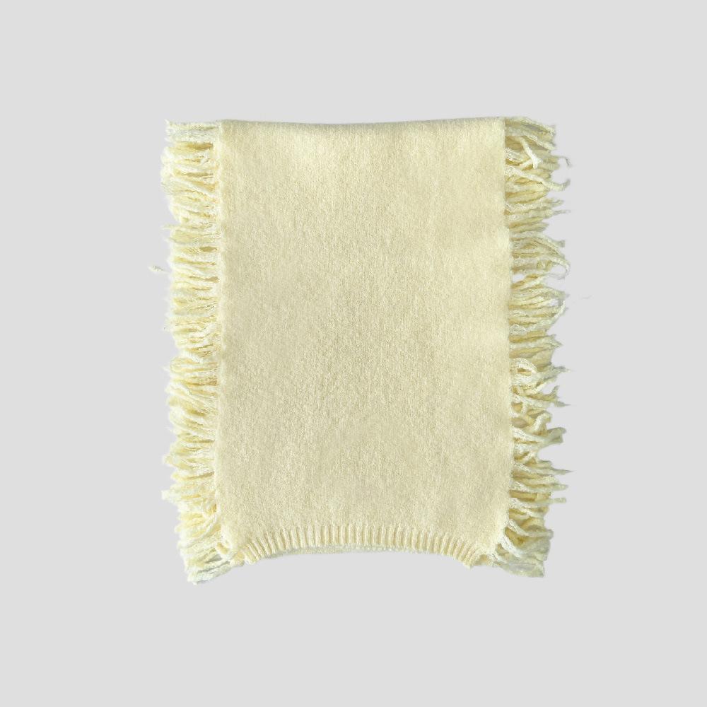 Wool Blend Fringe Scarf - Windproof Thermal Neck Warmer for Couples, Unisex Solid Color Knit Autumn Winter