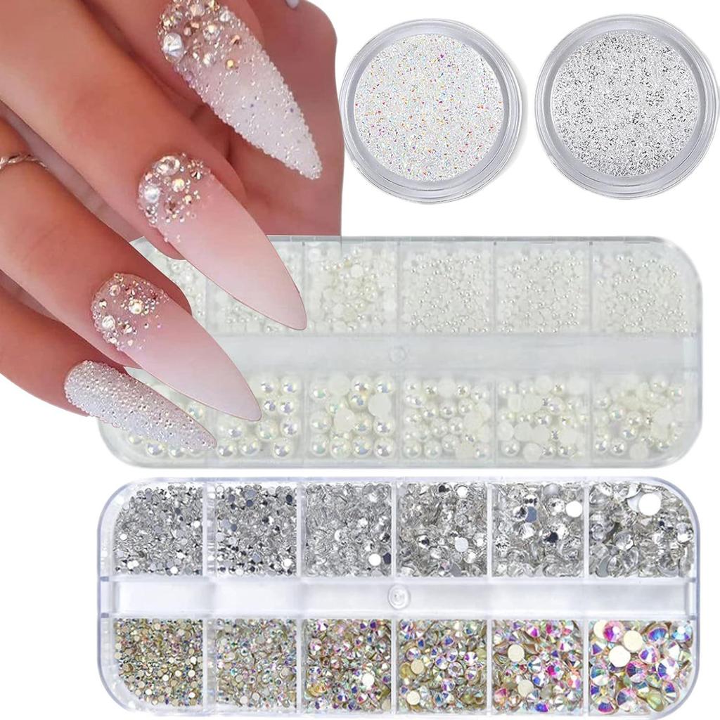 Nail Art Resin Bow & Pearl Star Tweezers Set
