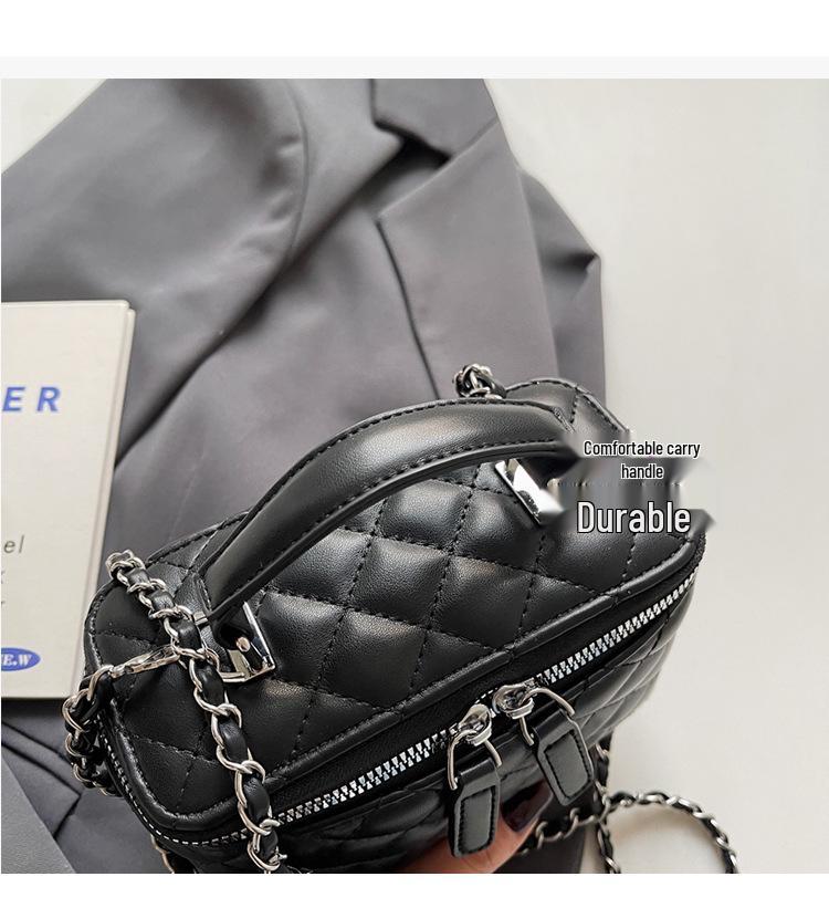 Women's 2025 Argyle Embroidery Small Handbag: Versatile Chain Crossbody, Handheld Box, Square Bag for Spring/Summer Fashion