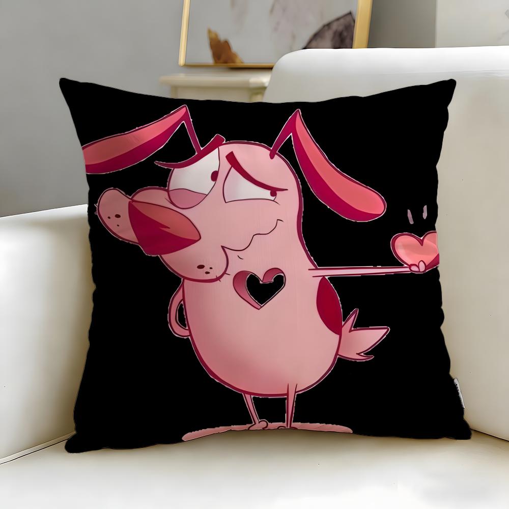 Cartoon Courage the Cowardly Dog Cushion Cover Soft & Easy-Wash Pillow Case – Versatile for Couch, Bed, Travel and Office