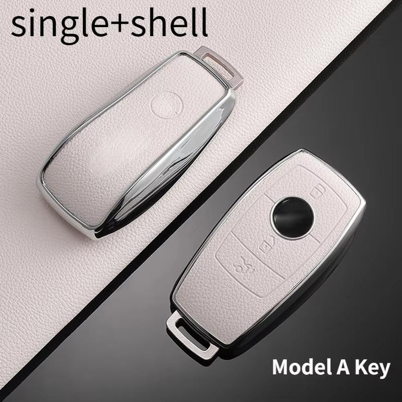 For Mercedes-Benz TPU Car Key Cover E-Class/Class E300L/C260L/A200L Car Key Decorative Leather Pattern All-Pack Protective Case