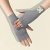 1 Pair  Warm Women Fingerless Gloves Soft Solid Color Half Finger Gloves Touch Screen Velvet Mittens Winter Pocket Design