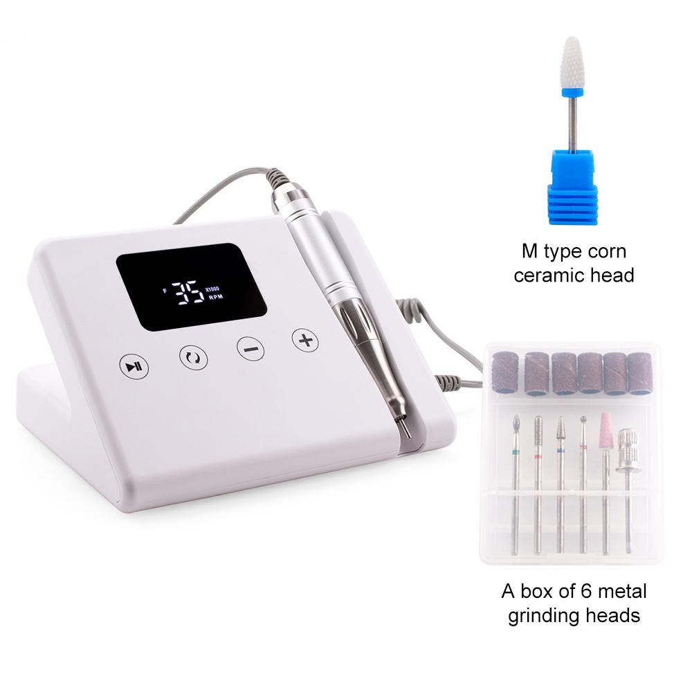 

BEPAN Coreless 65W Portable Stand Desktop Nail Drill Machine 35000RPM Drilling Manicure Pedicure Nail Polisher US білий