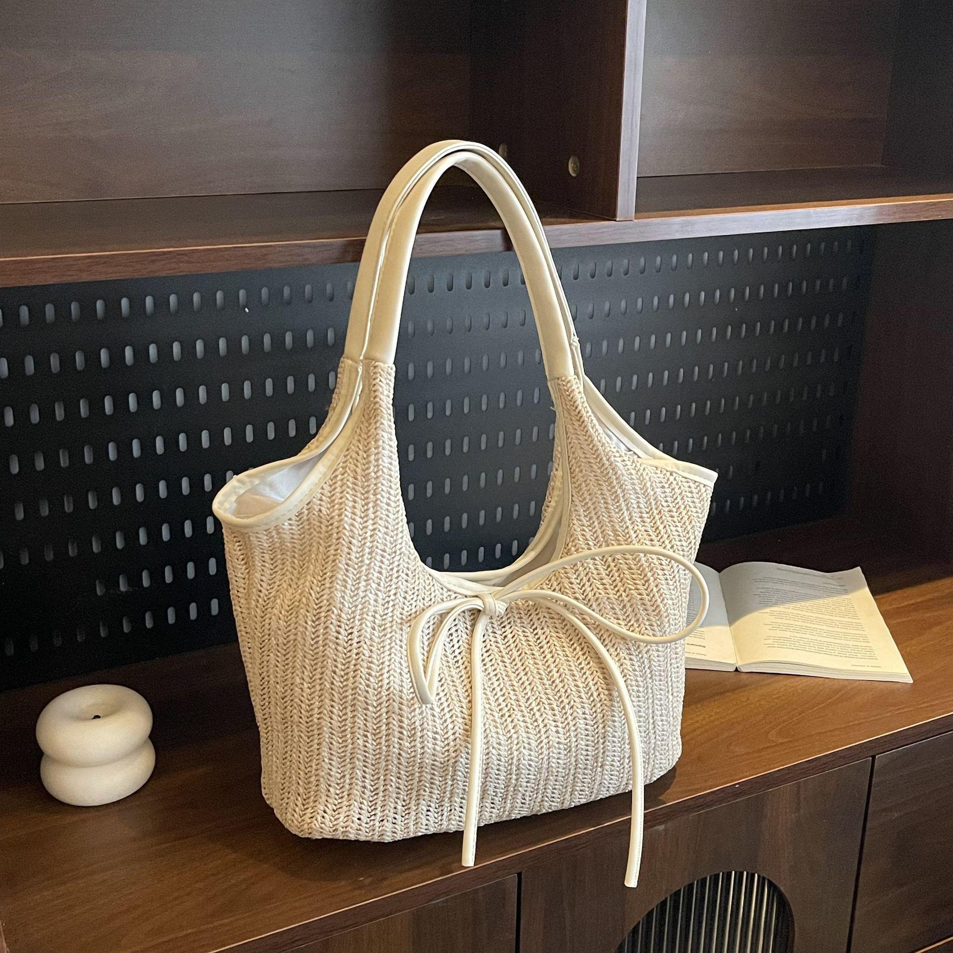 

2025 High-Capacity Casual Mori Style Shoulder Tote Bag Upgraded Bow белый