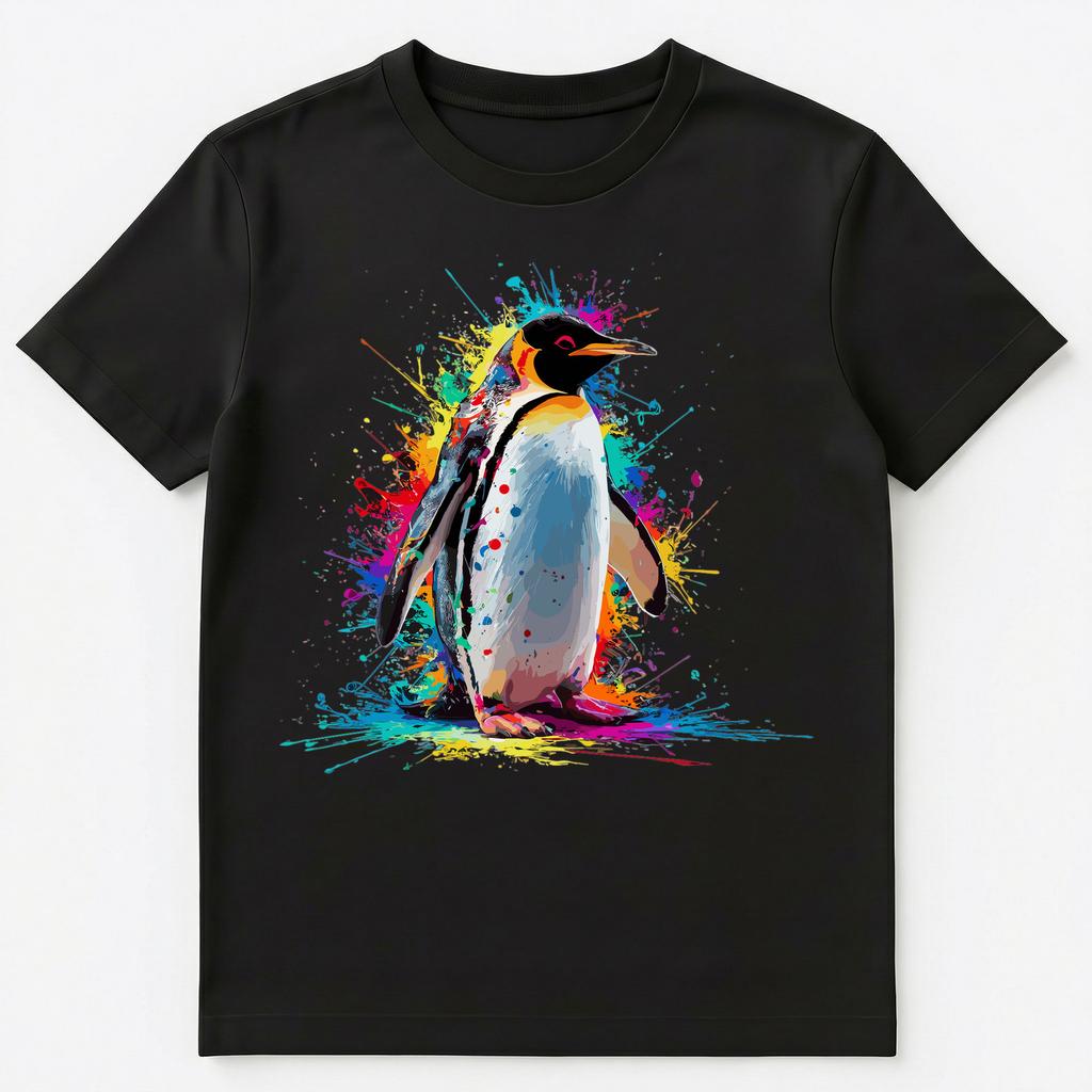 Colorful Paint Splash Penguin Art Graphic Unisex T-Shirt