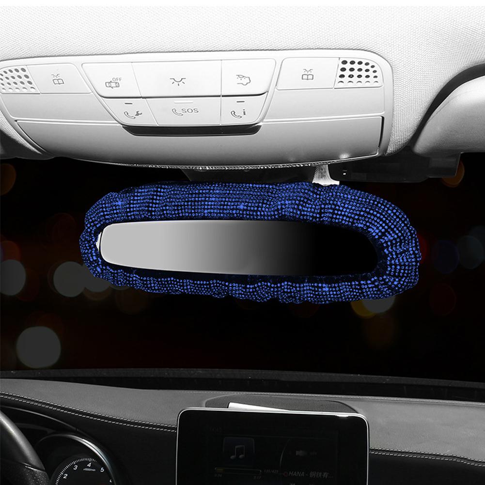 Bling Rhinestone Rear View Mirror Charming Car Rearview Mirror Cover With Crystal Diamonds Elastic Glitter Car Rear View