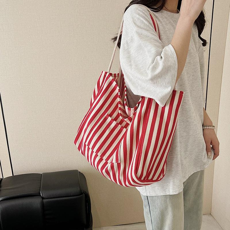 2025 New Striped Beach Bag, Summer Casual Bag, Large Capacity Tote Bag, Shoulder Bag, Minimalist Bag, Christmas Gift