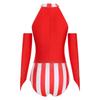 Glitterende Strass Kleurblok Maillot voor Dames S-3XL: Mouwloze Circus Ringmeester Bodysuit met Vingerloze Handschoenen voor Gymnastische Dans