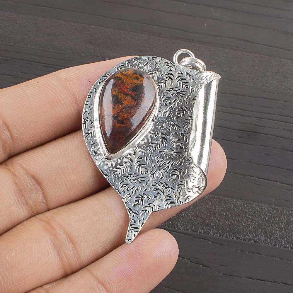 Natural Seam Agate Gemstone 925 Sterling Silver Jewelry Designer Pendant 2.09  AJP-2432