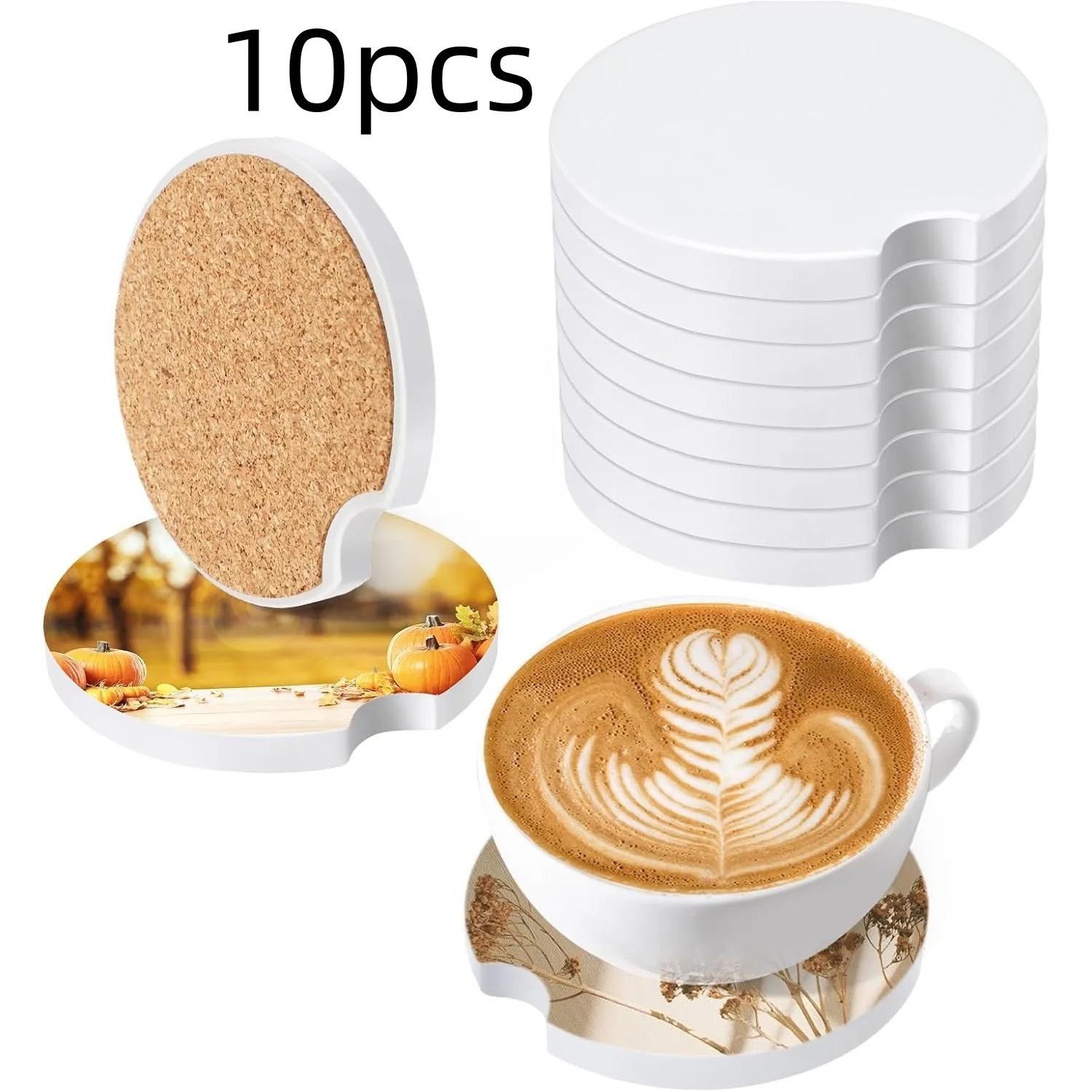 

10 шт. сублимационных пустых 65 мм керамических автомобильных подставок для держателей стаканов, настраиваемых ковриков для чашек, вечеринок в честь Дня Независимости, украшений для офиса, подарков