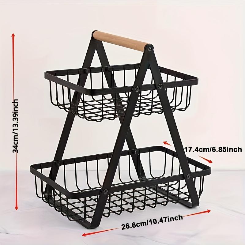 2/3-Tier Ventilated Mesh Basket Multifunctional Kitchen Storage Organizer with Handle for Fruits Snacks Vegetables Home Tabletop Countertop Decor