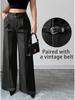 European and American 2025 Autumn/Winter Women's Casual High-Waisted Loose Straight-Leg Suit Pants
