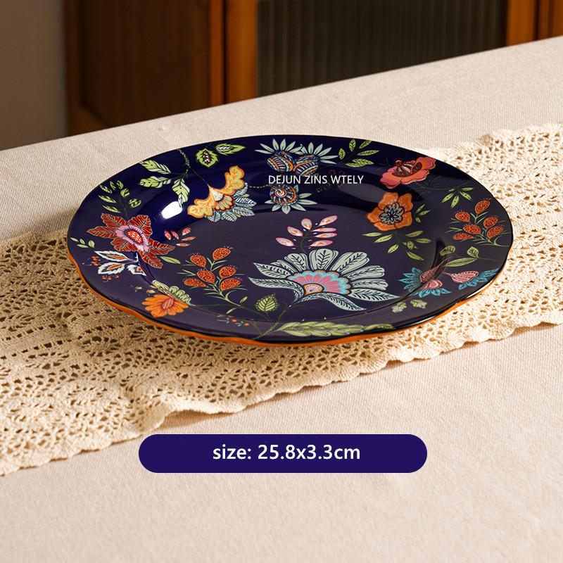 1pc Thickened Ceramic Plates Household Exquisite Noodle Bowls Chinese Ceramic Fruit Salad Plates Kitchen Tableware Accessories