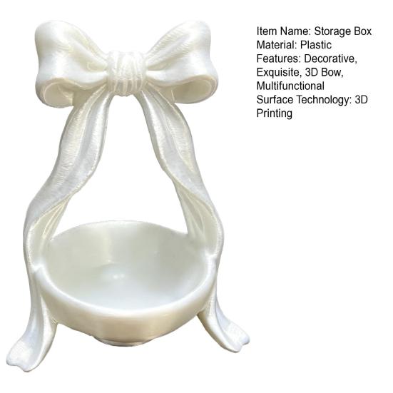 3D Printed Bow Jewelry Tray, Ring Dish, Entryway Table Trays, Decorative Trinket Dish, Jewelry Organizer Tray for Rings Necklaces Bracelets Keys