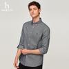 HAZZYS Herren Hahnentritt Reines Baumwoll Langarmhemd