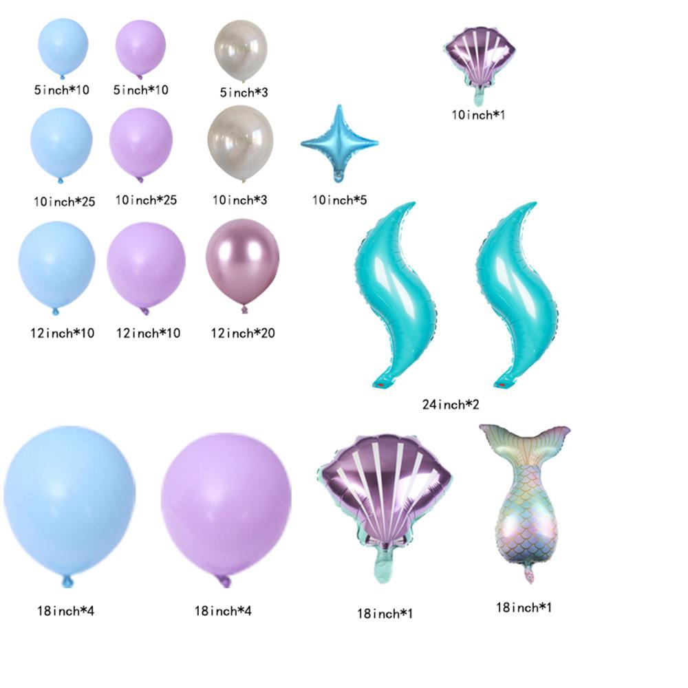 Mermaid-Themed Birthday Party Decoration, Latex Balloon Set, Atmosphere Scene Arrangement Props