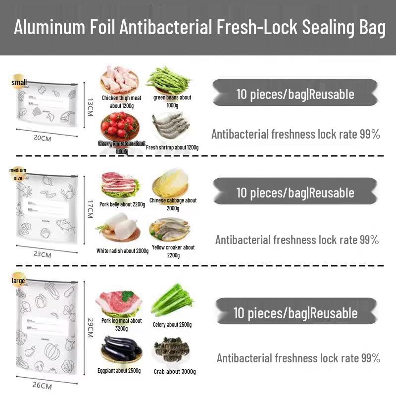 

Пакеты из алюминиевой фольги с застежкой-молнией для сохранения свежести для хранения в холодильнике/морозильной камере