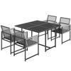 5 Pieces Garden Dining Set, Outdoor Patio Cube Set, 4 Seater Outdoor Table and Chairs with Foldable Backrest, Light Grey