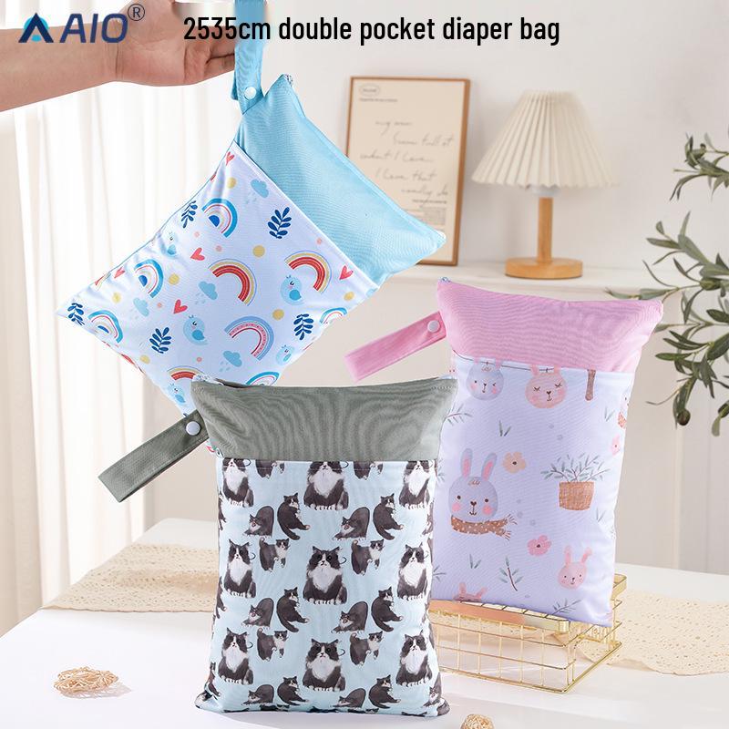 Waterproof Diaper Bag with Dual Pocket & Wet/Dry Separation, 25x35cm