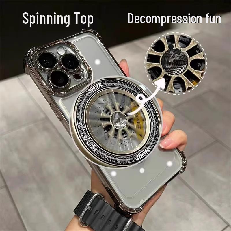 Apple i15Pro Electroplated Gyro Stand Case: Rotating, Drop-proof Protection for iPhone 16.