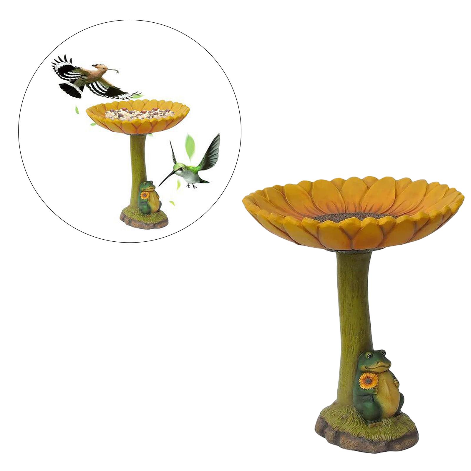 Garden Bird Bath Statue Retro Yard Resin Yard Bird Feeder Cartoon Sculpture Patio Courtyard Landscape Ornament