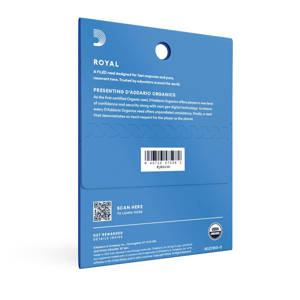 D'Addario WoodWinds Royal RJB0330 Alto Saxophone Reeds [Hardness: 3.0] (3 reeds per pack)