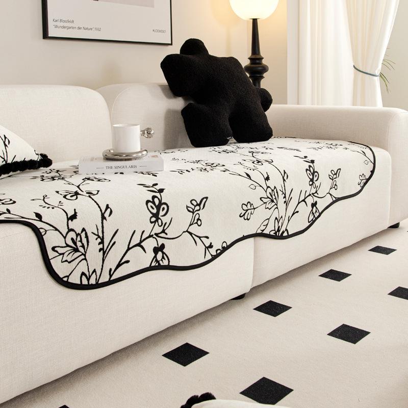 Household Irregular Shaped Sofa Cushion Four Seasons Universal Bedside Blanket Light Luxury Modern Simple Straight Row Sofa Cover Towel