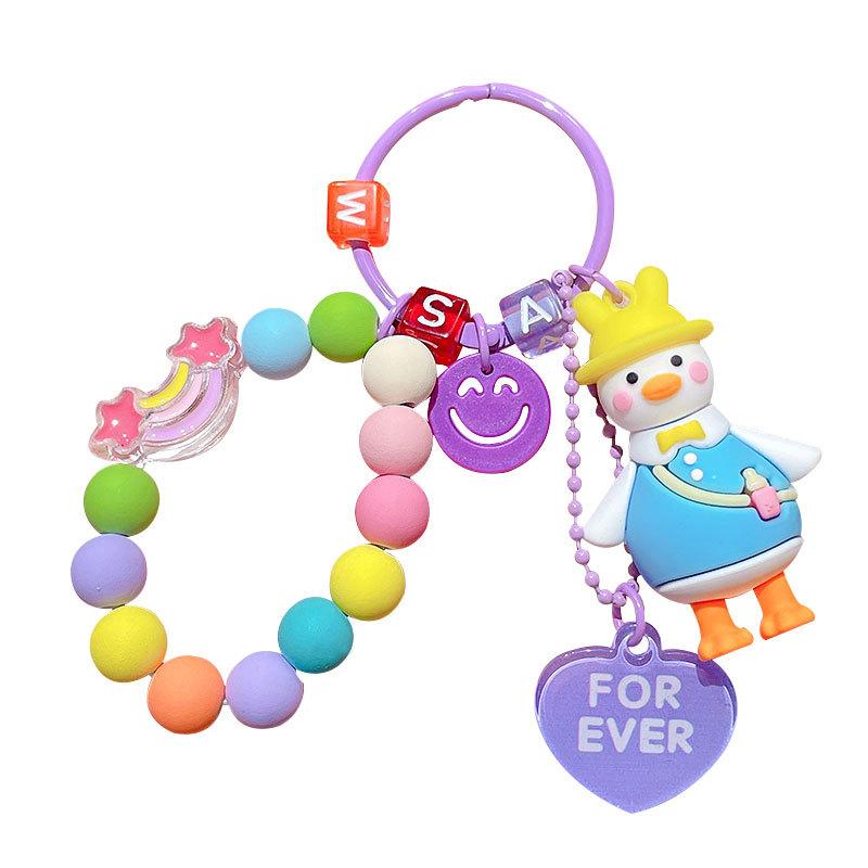 Cartoon Niedliche Ente Perlenarmband Schlüsselanhänger Paar Auto Tasche Schlüsselanhänger Anhänger Kreatives Geschenk