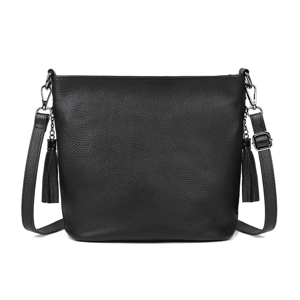 MFFOR Women's Genuine Leather Shoulder Bag, 2-Way, Crossbody Bag with Two Straps, Handheld or Crossbody, Large Capacity, Stylish, Simple, Casual,