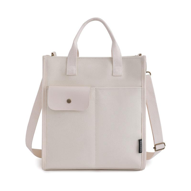 Canvas Shoulder Bag For Women With Zipper Pockets Casual Street Style For Daily Use