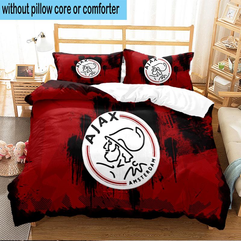 Kühner Ajax Amsterdam Spirit 3-teiliges Bettwäsche-Set mit Aufdruck, Enthält einen Bettbezug und zwei Kissenbezüge für Schlafzimmer, Studentenwohnheim, Geeignet für alle Jahreszeiten
