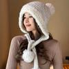 Zimní čepice s květinovou nití Dětská korejská verze se sametově hřejivou ochranou uší Pletená čepice Zesílená pletená čepice Venkovní větruodolná odolná proti chladu