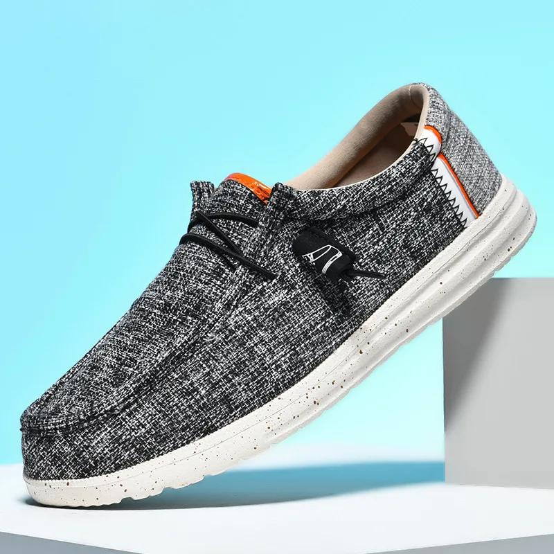 Duże męskie buty casual na wiosnę, oddychające i lekkie buty płócienne, modne, miękkie podeszwy, antypoślizgowe buty tekstylne
