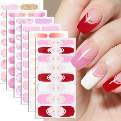 Französisch-stilige No-Bake Gel-Nagelsticker, Glitzernder Farbverlauf, Amazonischer Stil, No-Bake Nagelsticker