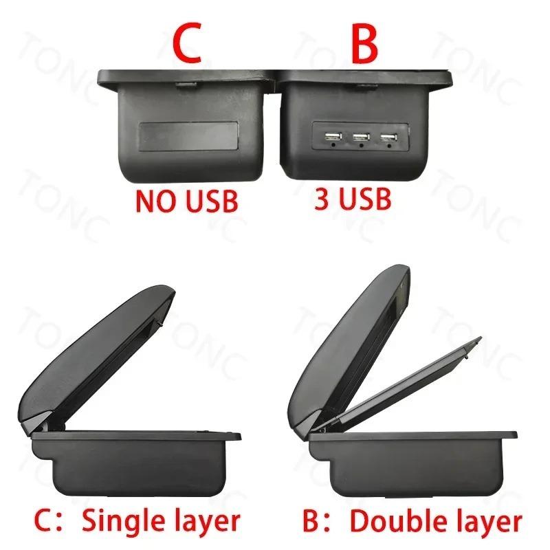 Pour Opel Corsa E Boîte Accoudoir Pour Corsa E Boîte de Rangement Intérieure Accoudoir en Cuir PU avec USB Accessoires de Voiture 2014 2015 2016-2019