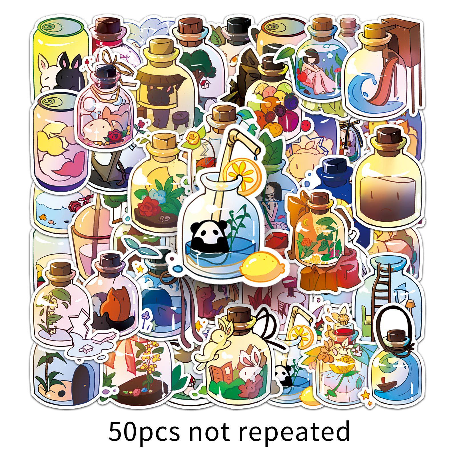 50 Cartoon Bottle Emoji Stickers: Journal & Notebook Decoration
