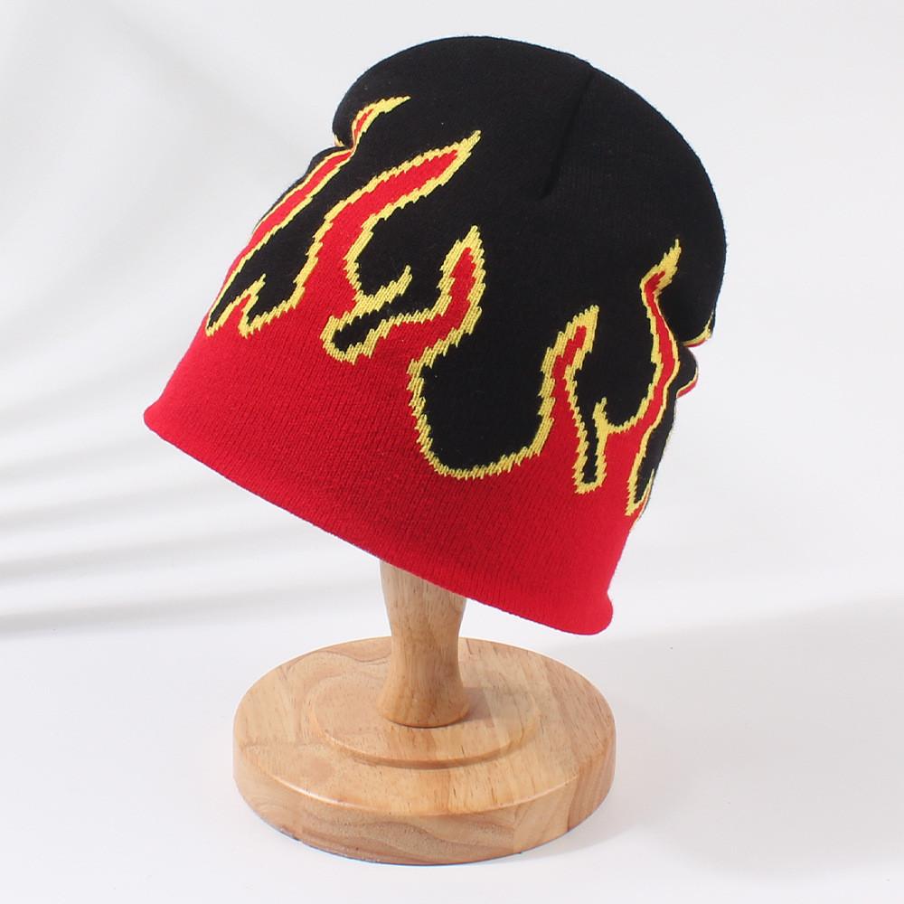 Winter New Flame Knit Hat Men's Hip Hop Street Outdoor Riding Cap Warm Knitted Hat