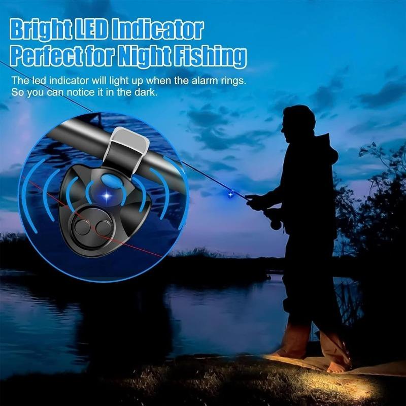 Indicatore di abboccata per canna da pesca - Allarme abboccata pesce Dispositivo di avviso per la pesca con segnale LED, Accessorio da pesca portatile alimentato a batteria