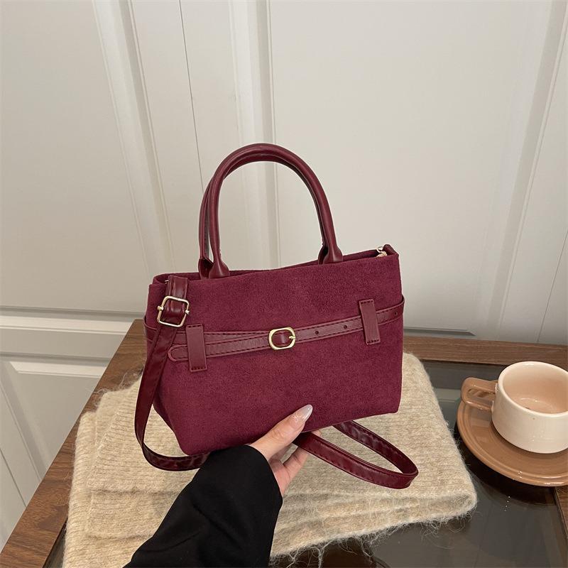 Fashion Versatile Vintage Suede Suede Face Tote Design Handheld Shoulder Bag