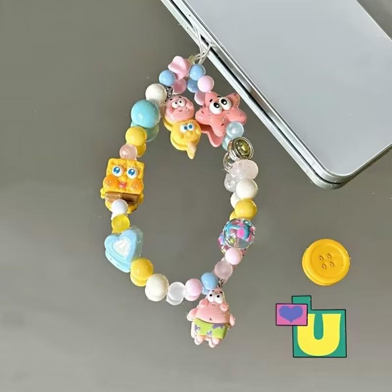 SpongeBob Cute Beaded Phone Lanyard - Cartoon Anti-lost Rope for Women
